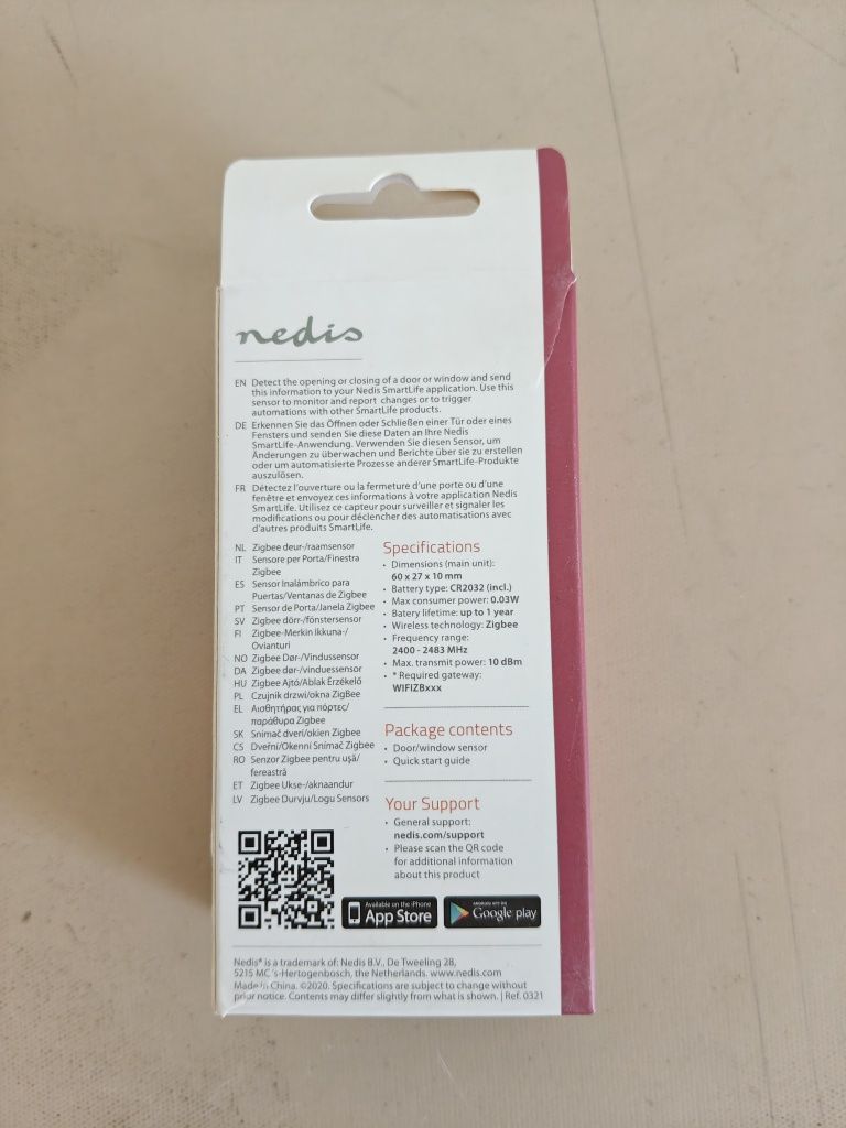 Sensor de contacto nedis para portas ou janelas Zigbee