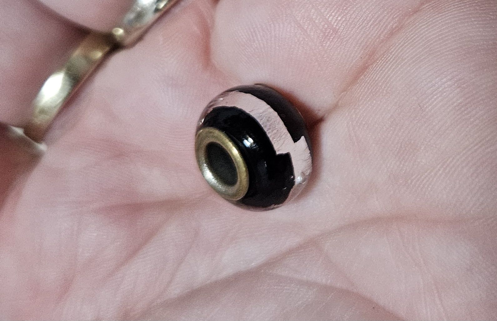 Charms/koralik modułowy w paski czarno-srebrne