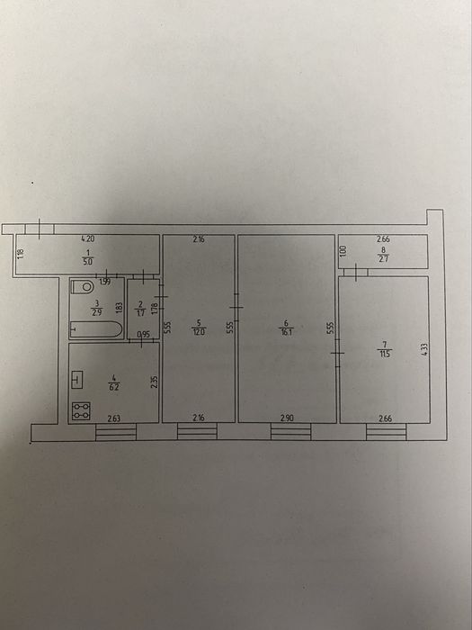 Зх кімнатна квартира 1 поверх