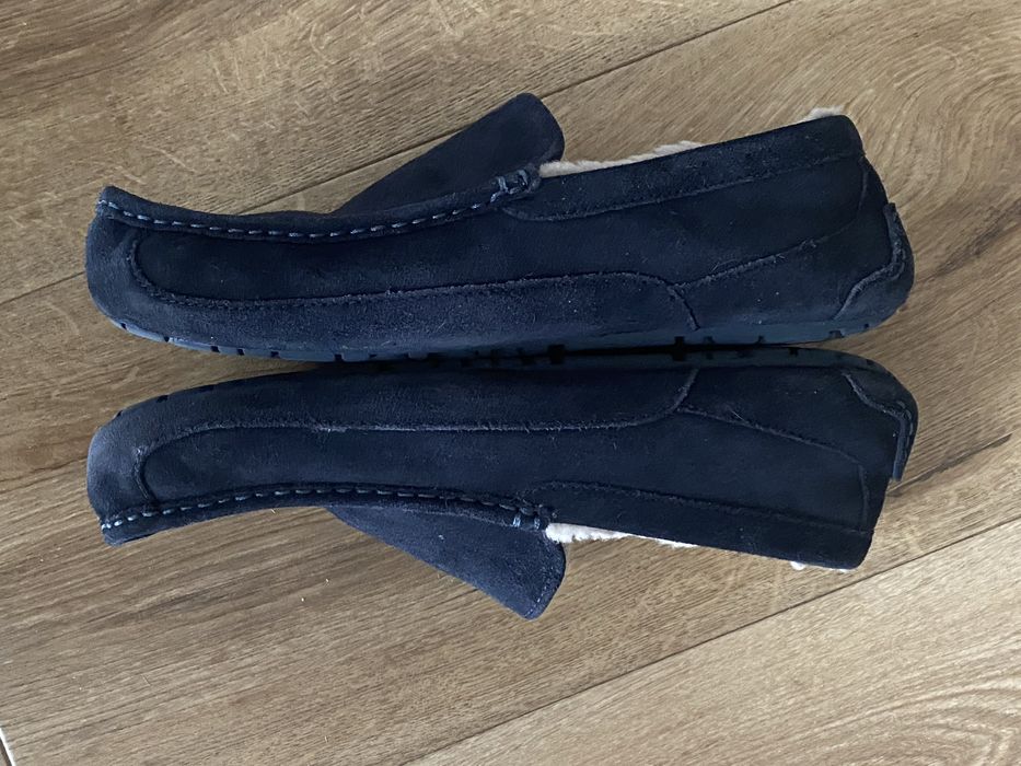 Ugg męskie buty mokasyny wkładka 29 cm wełna skóra zamszowa granatowe