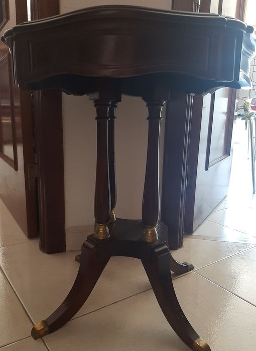 mesa apoio madeira maciça nogueira latão