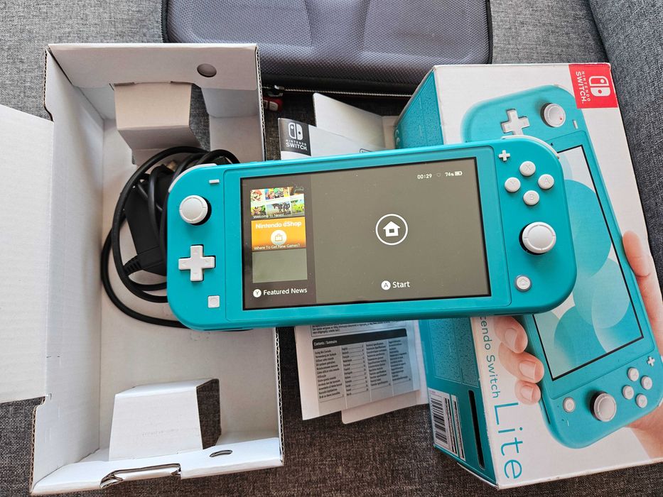 Nintendo Switch Lite turkusowe karta plus futerał