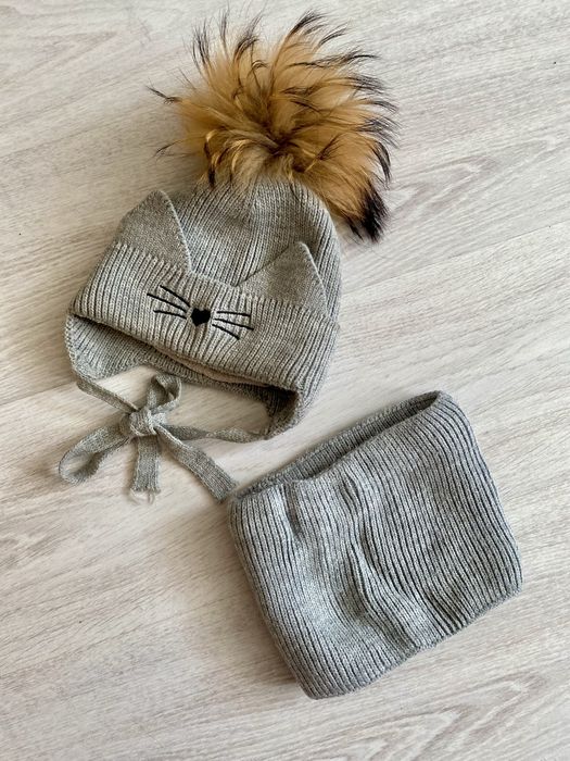 Зимовий комплект шапка talvi 44-48 хомут зимова шапка 1-2 роки зимняя