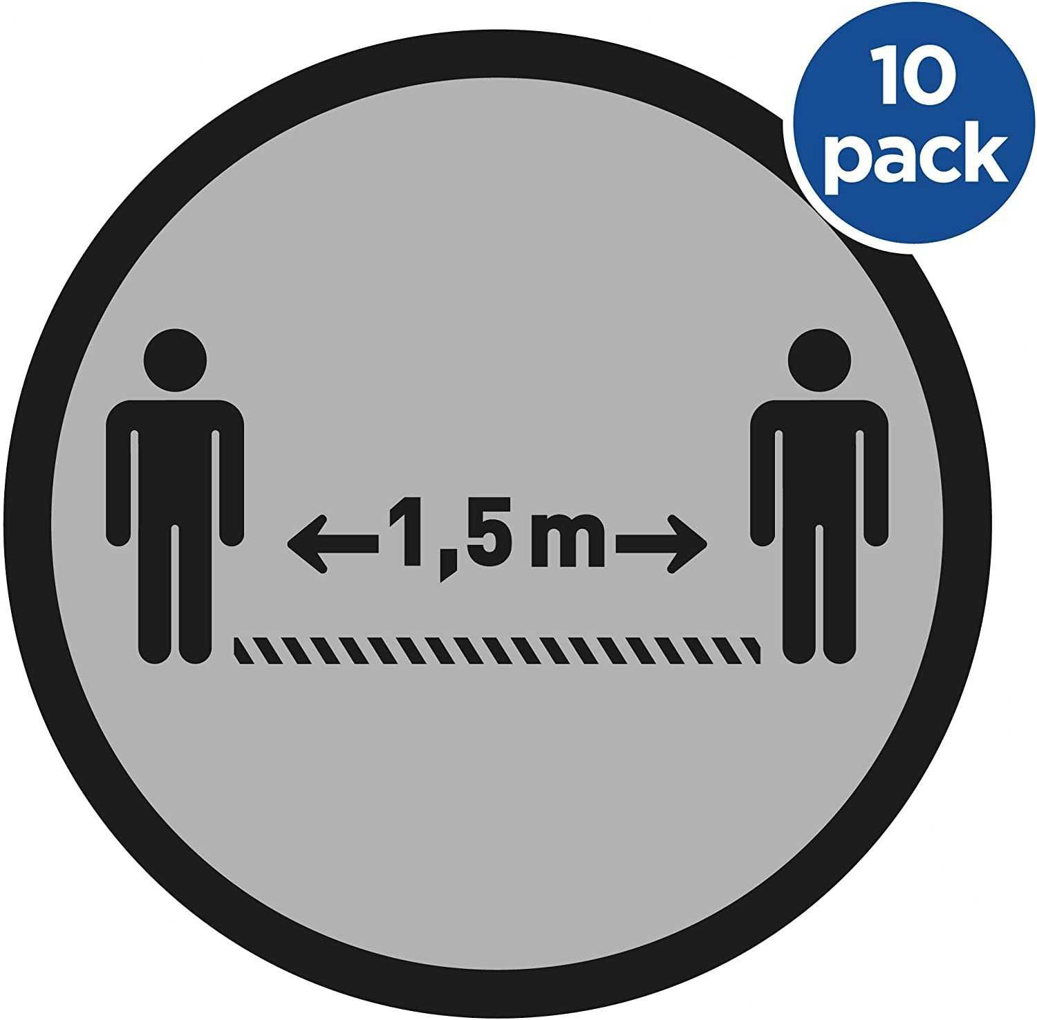 Pacote de 10 autocolantes para chão de distância social (30 x 30 cm)