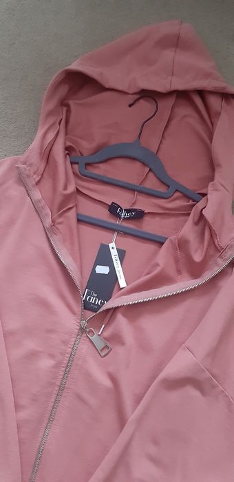 Asymetryczna długa rozsuwana bluza z kapturem i kieszeniami oversize