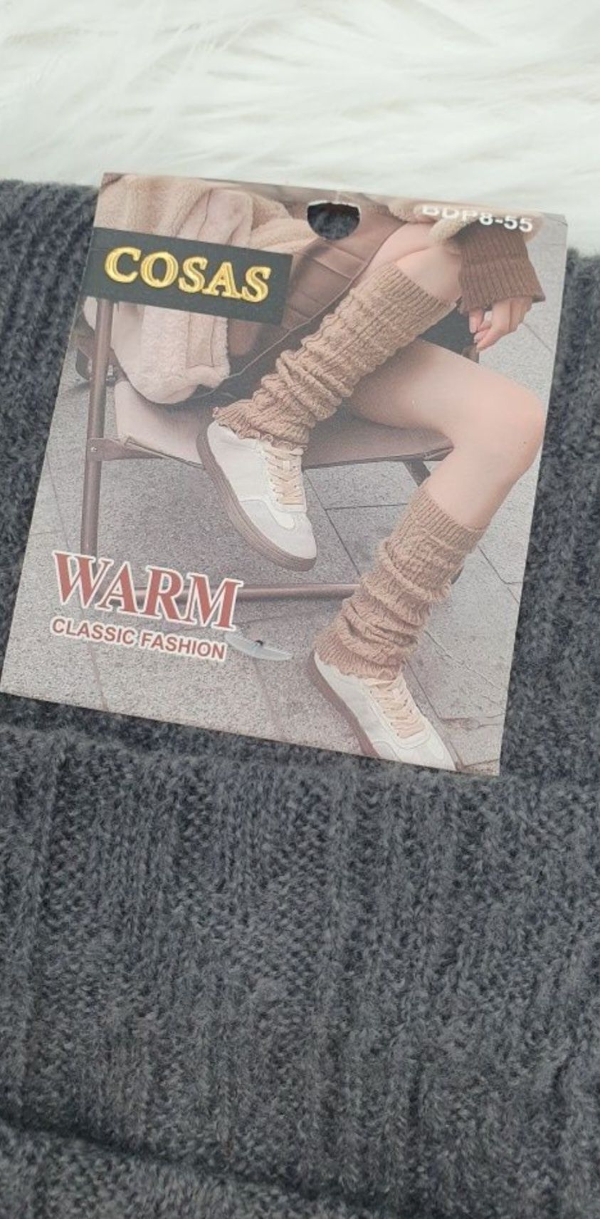 Ocieplacz na nogi łydki buty kozaki sweterek wełna wełniany
