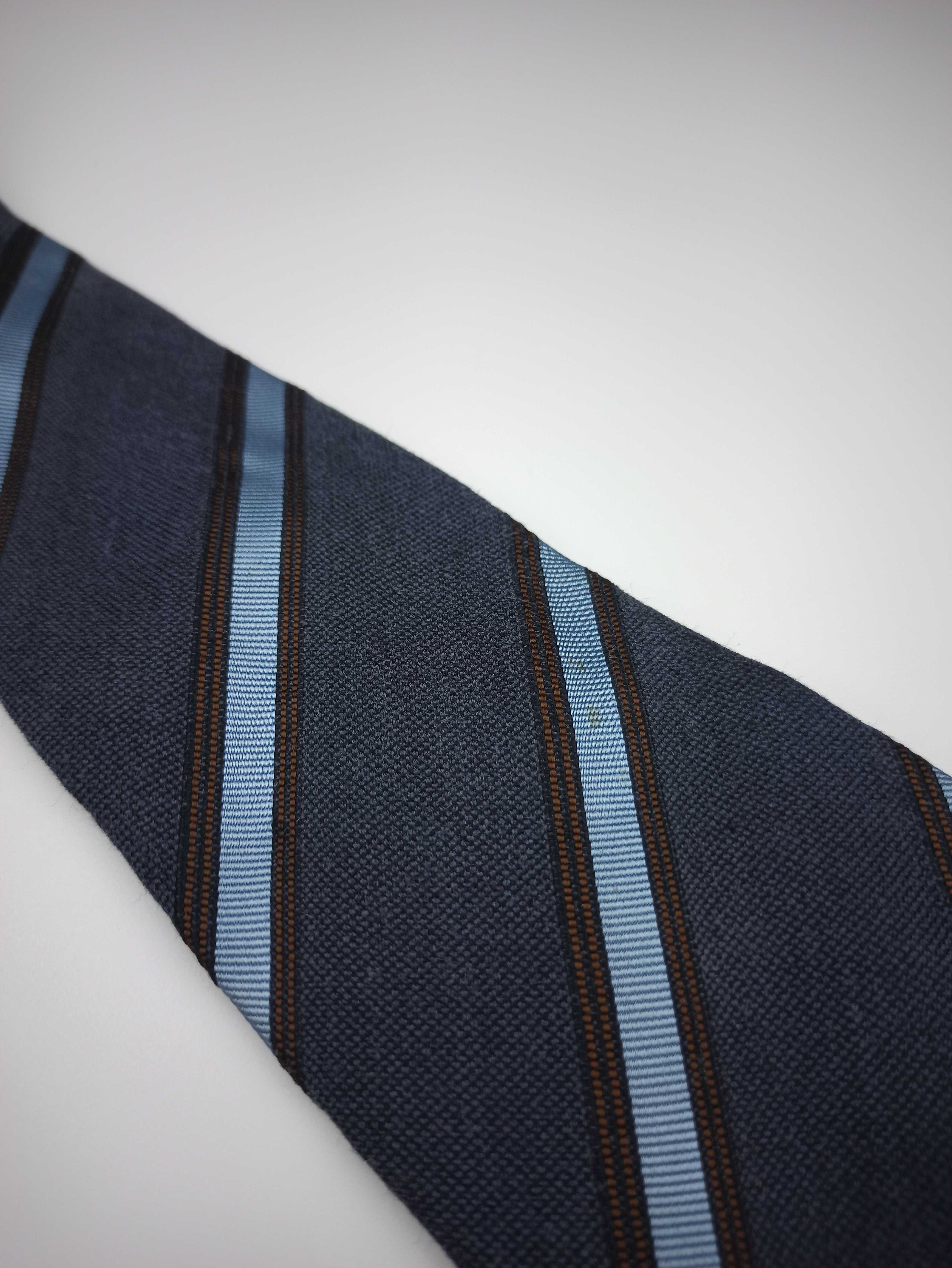Borsalino granatowy jedwabny krawat w paski f11