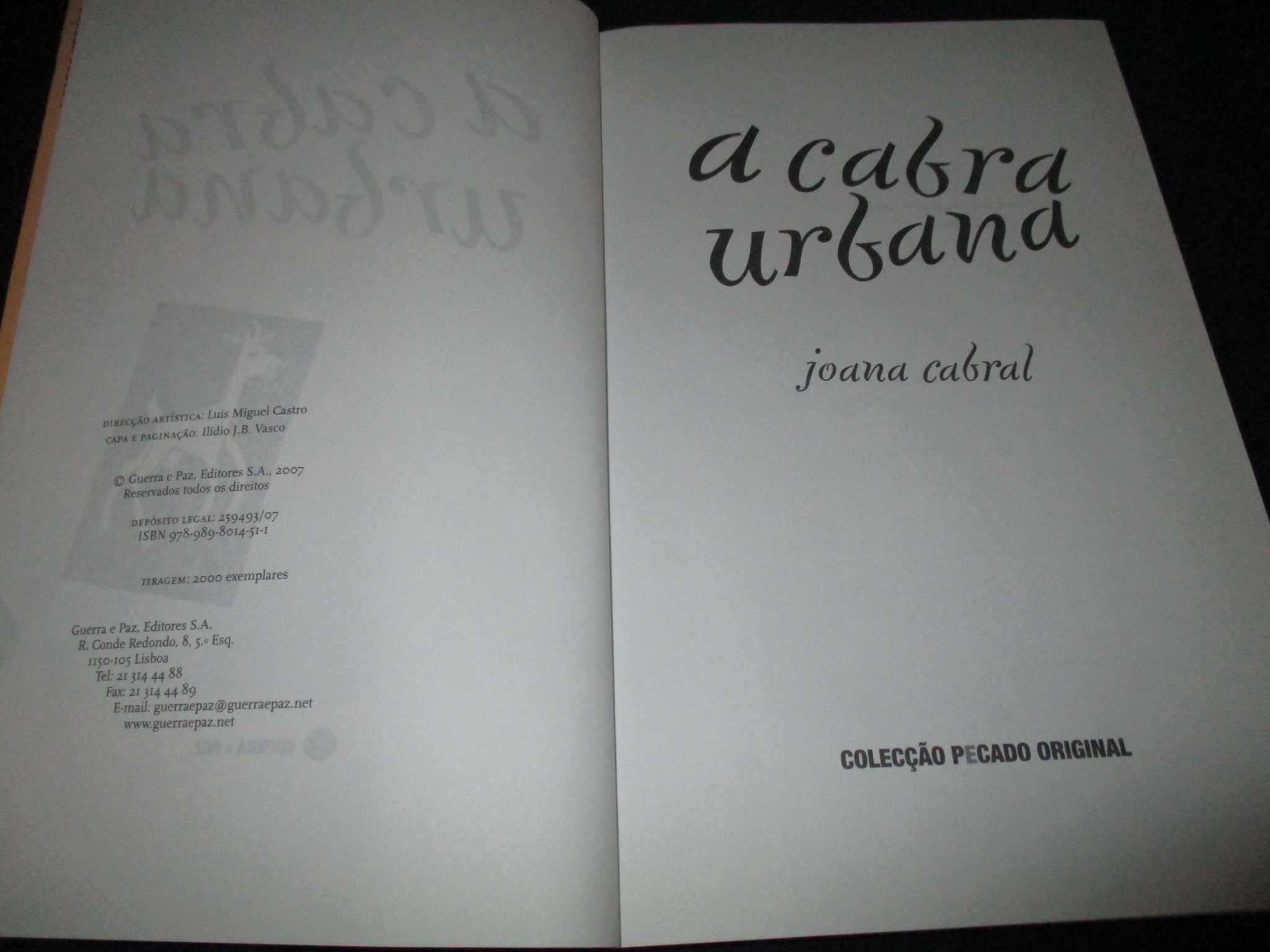 Livro A Cabra Urbana Joana Cabral Guerra e Paz