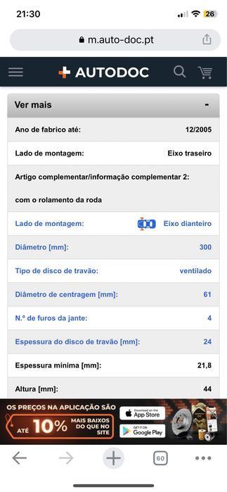 Discos travão Renault megane, scenic etc NOVOS