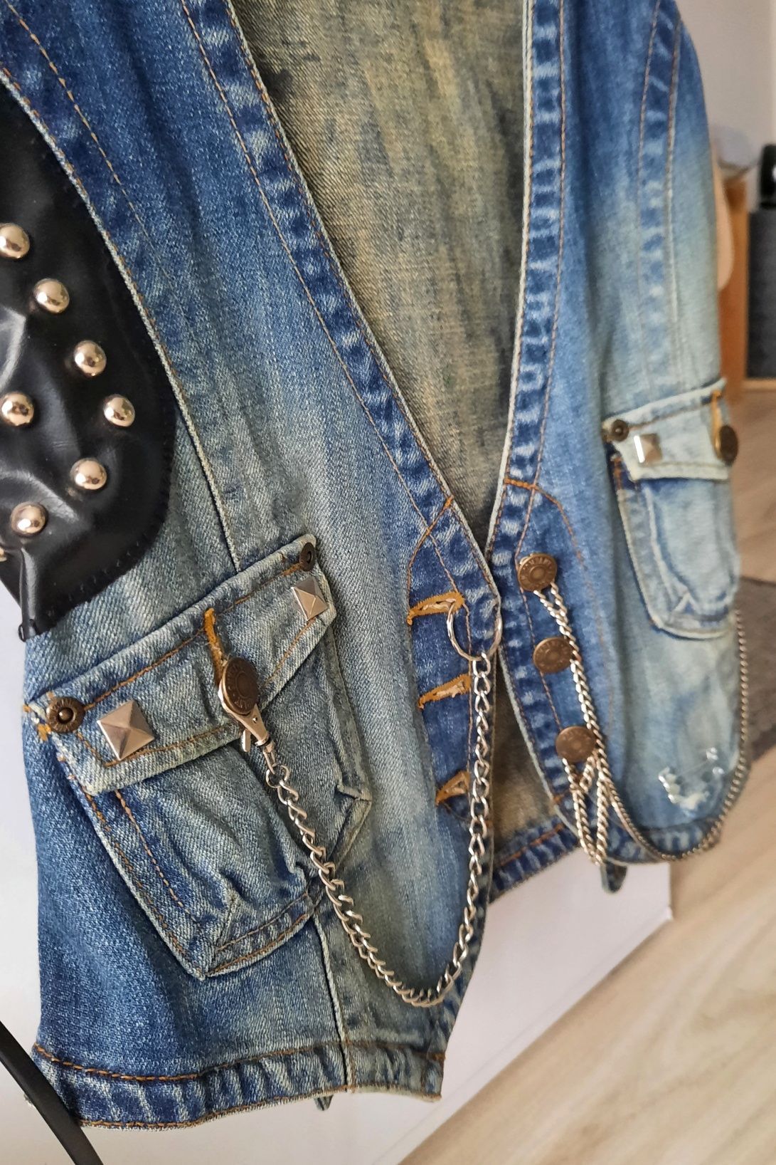 Kamizelka Jeans Custom diy Billie Eilish malowana ręcznie 36 S