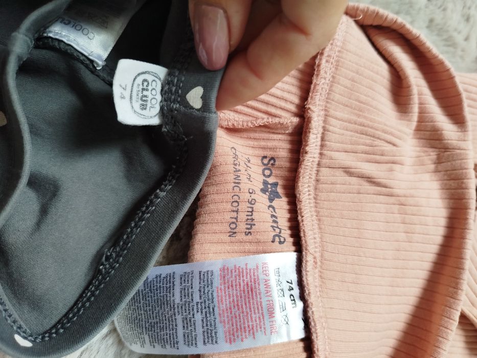 Prążkowane brzoskwiniowe legginsy 74 zestaw 2 szt