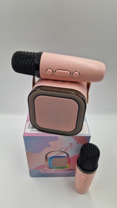 Mikrofon głośnik bezprzewodowy zestaw do karaoke bluetooth 2 mikrofony