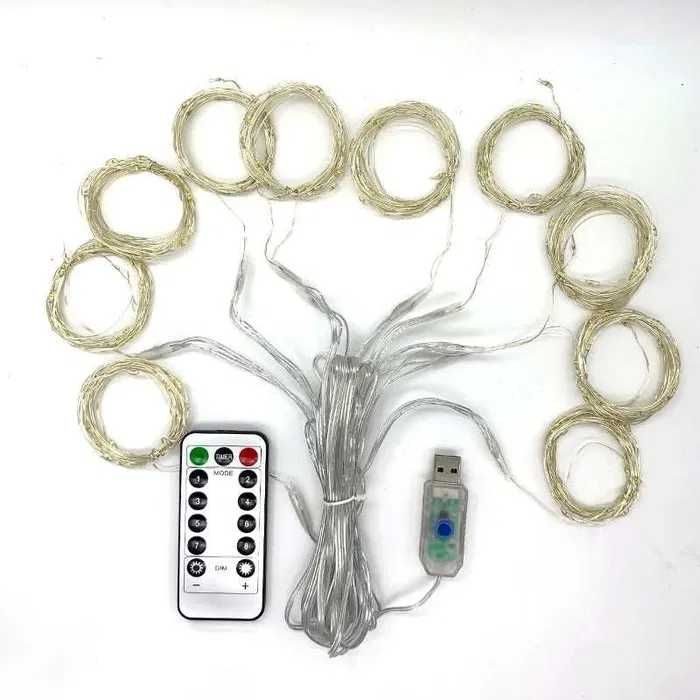 Гирлянда штора на проволоке "Капля росы" 3х2 Разноцветная, RGB 200LED