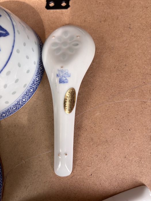 Chińskie miseczki z łyżkami porcelana lata 70