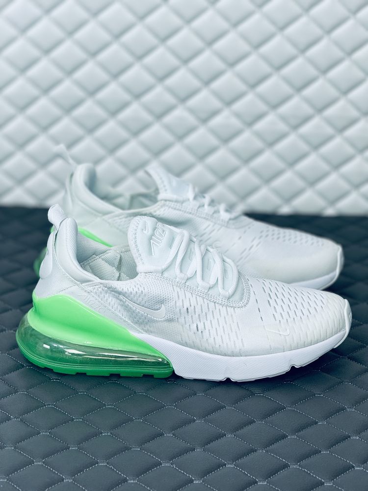 Nike air Max 270 white-green кроссовки мужские Найк 270 белые