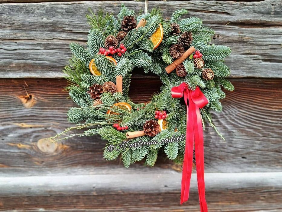 Різдвяний вінок, вінок на двері, ековінок, різдвяний віночок