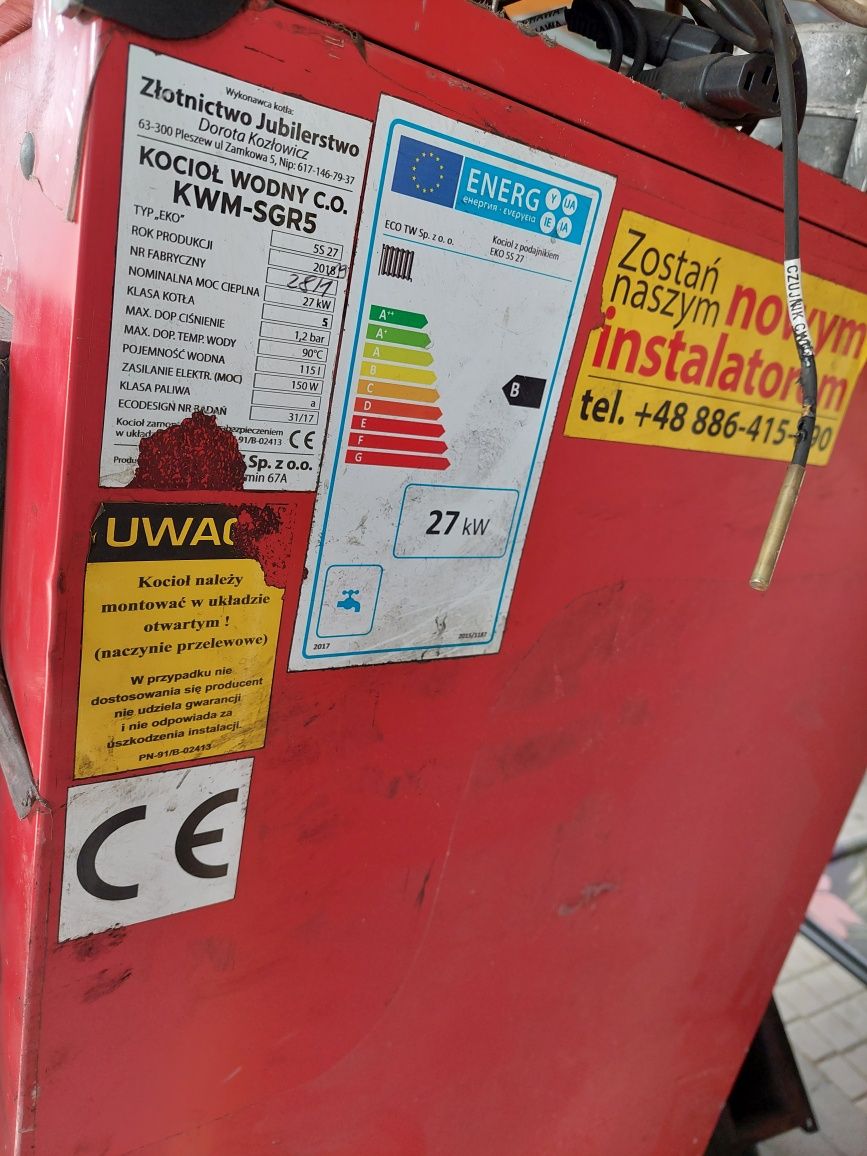 Kocioł piec na eko-groszek z podajnikiem