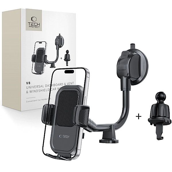 Tech-Protect V8 Universal Long Arm Dashboard & Windshield Car Mount Bl