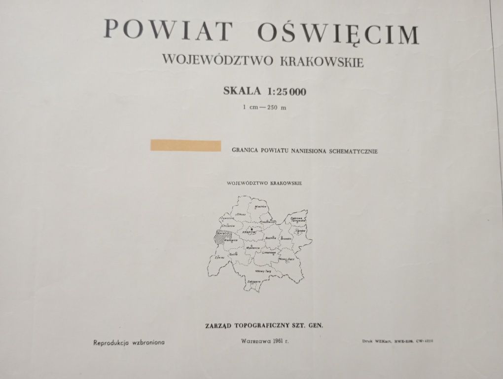 Mapa topograficzna powiatu oświęcimskiego 1:25 000