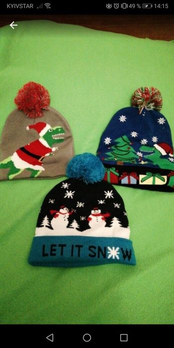 Новогодняя шапка, светодиодные шапки