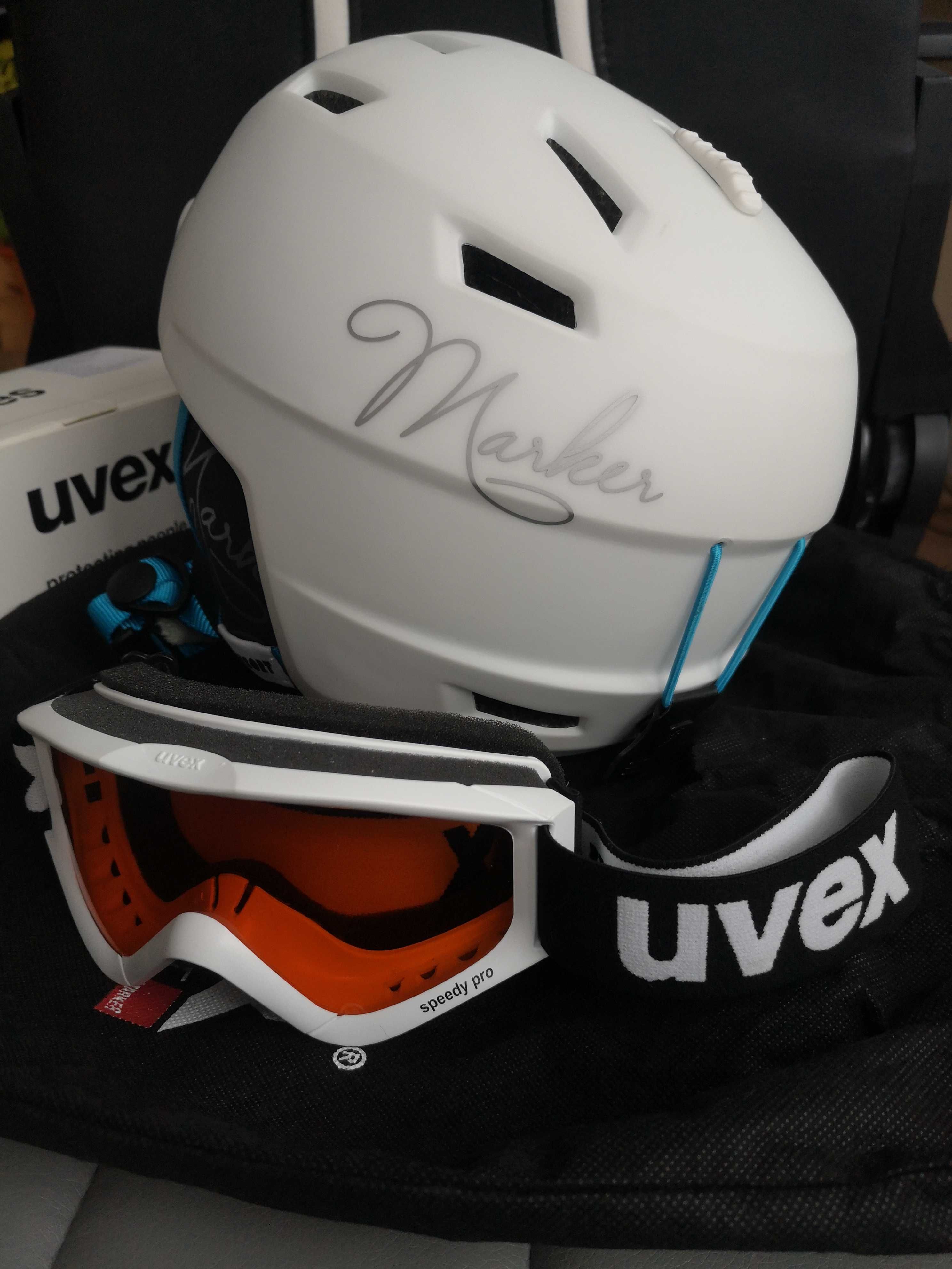 Kask narciarski biały Marker Consort Women 2.0 S 51-55 i Goggle UVEX