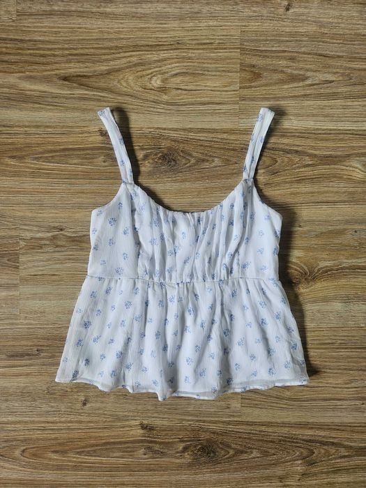 Bluzka na ramiączkach biała baskinka luźna dziewczęca ciążowa M