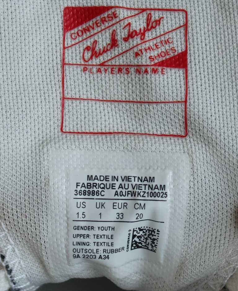 Кеди Converse Chuck Taylor All Star 70s Оригінал 33.5-34р 21.5см