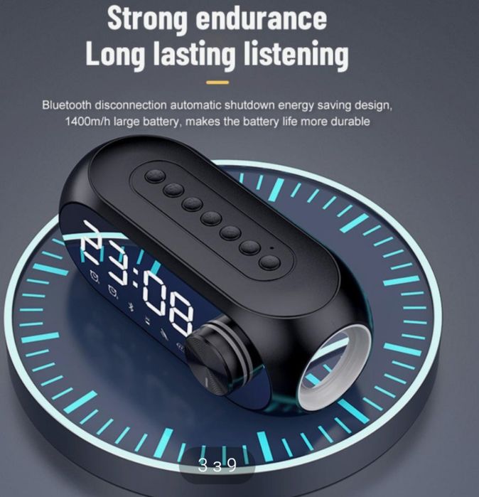 Портативна Bluetooth колонка-будильник з  підсвіткою.