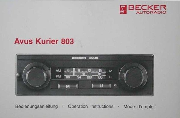 Radio Becker Avus Kurier 803 Mercedes-Benz 190E 2.3 W201 Vintage