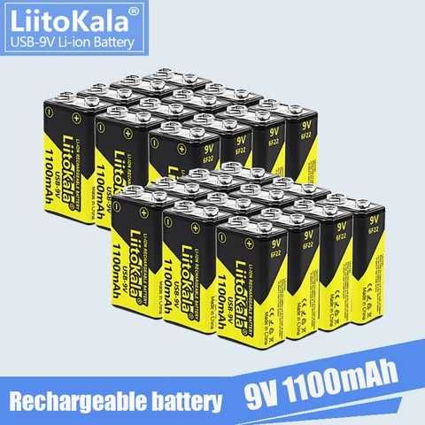 2024 Аккумулятор Liitokala Крона 9v Li-Ion 1100mAh USB type-C 6F22
