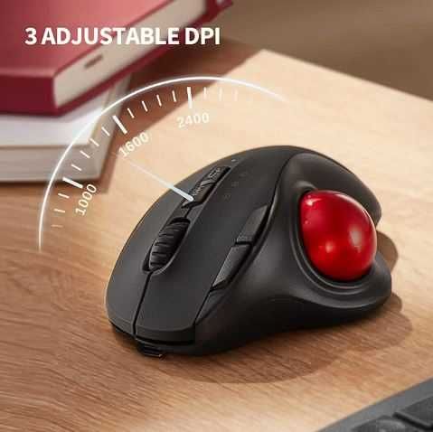 Rato PC Trackball Gaming Mouse, 2.4G Plus Bluetooth, Rato para Mac, Wi