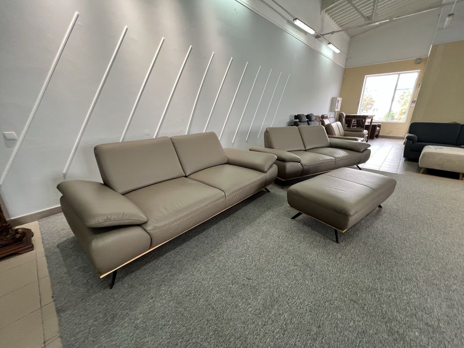 Два великі шкіряні дивани пуфік XXL шкіряні виставкові