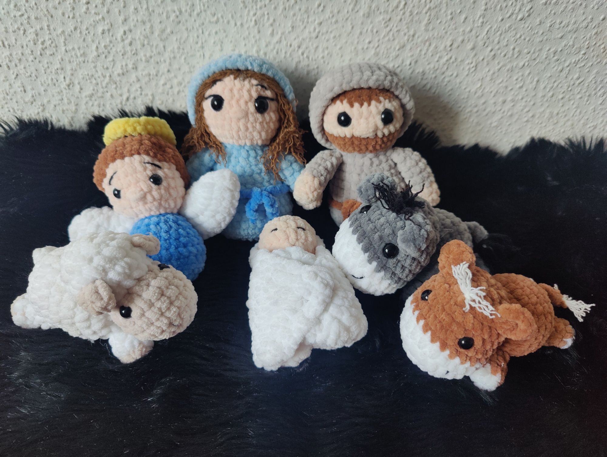 Figurki szydełkowe do szopki 8sztuk ozdoby świąteczne handmade