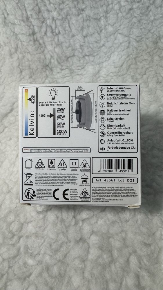 Reflektor LED do zabudowy marki Lumare