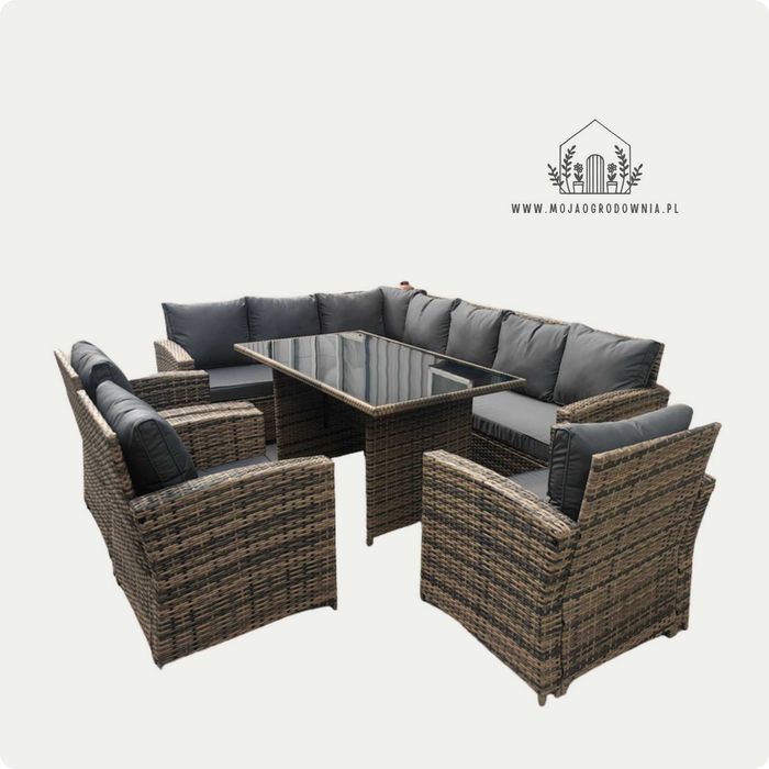 Wypoczynek ogrodowy /Narożnik + fotele / Technorattan/ 9 os / 4 kolory