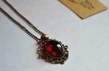 Granat Hessonit  Medalion Wisior Vintage