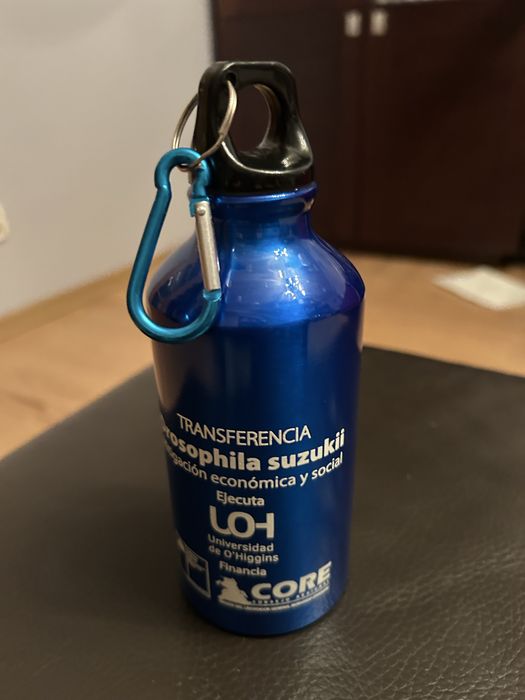 Metalowy bidon niebieski butelka