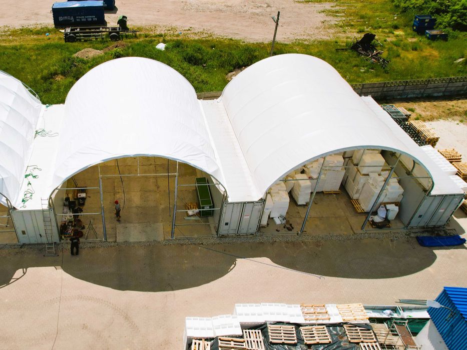 Zadaszenie Kontenerowe 10x12m 900/m2 magazynowy, wiata kontenerowa)