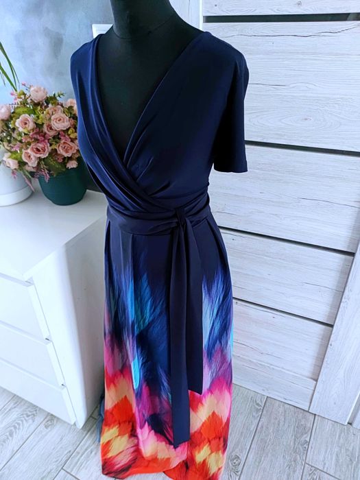 długa suknia sukienka w kwiaty rozmiar 48 na wesele komunię 4xl