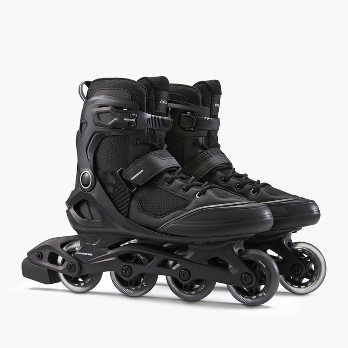 Patins em Linha Adulto FIT100 Preto/Prateado