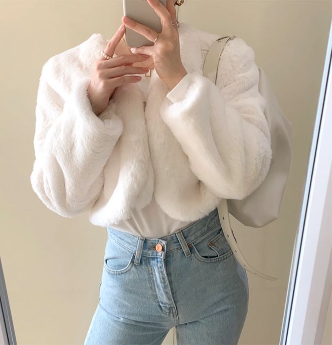 Ніжна та тепла біла шубка shein повсякденна, весільна