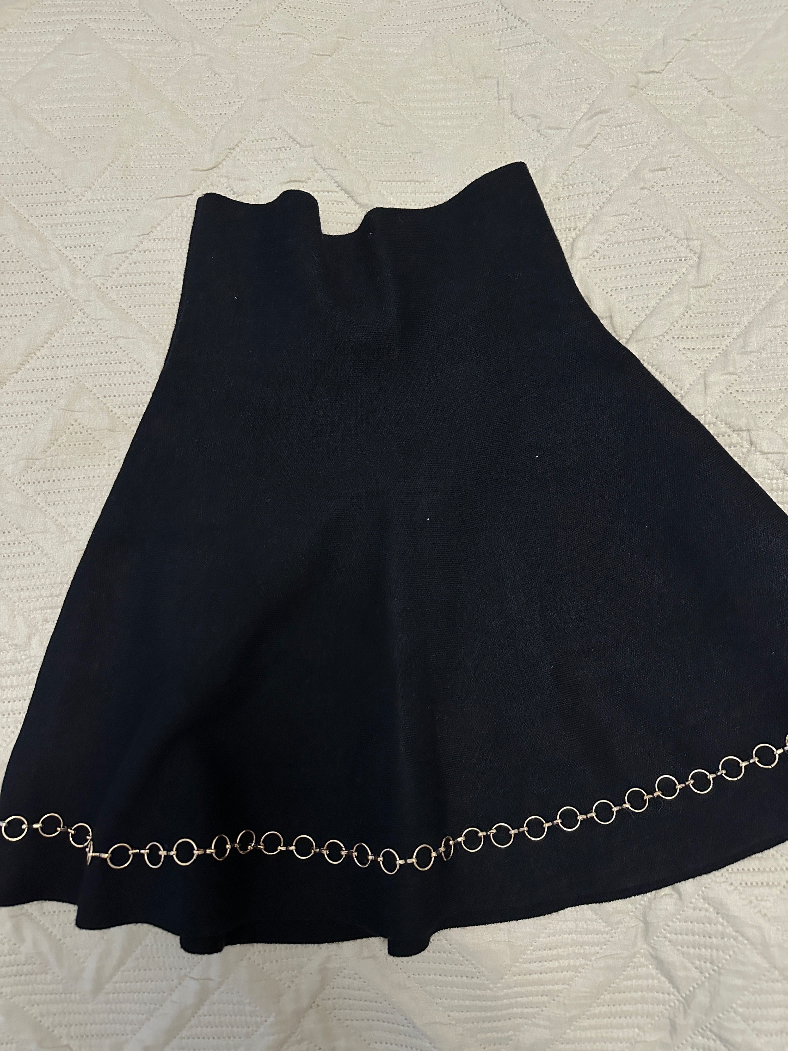 Ciepła spódnica Zara Knit ze złotym łańcuszkiem
