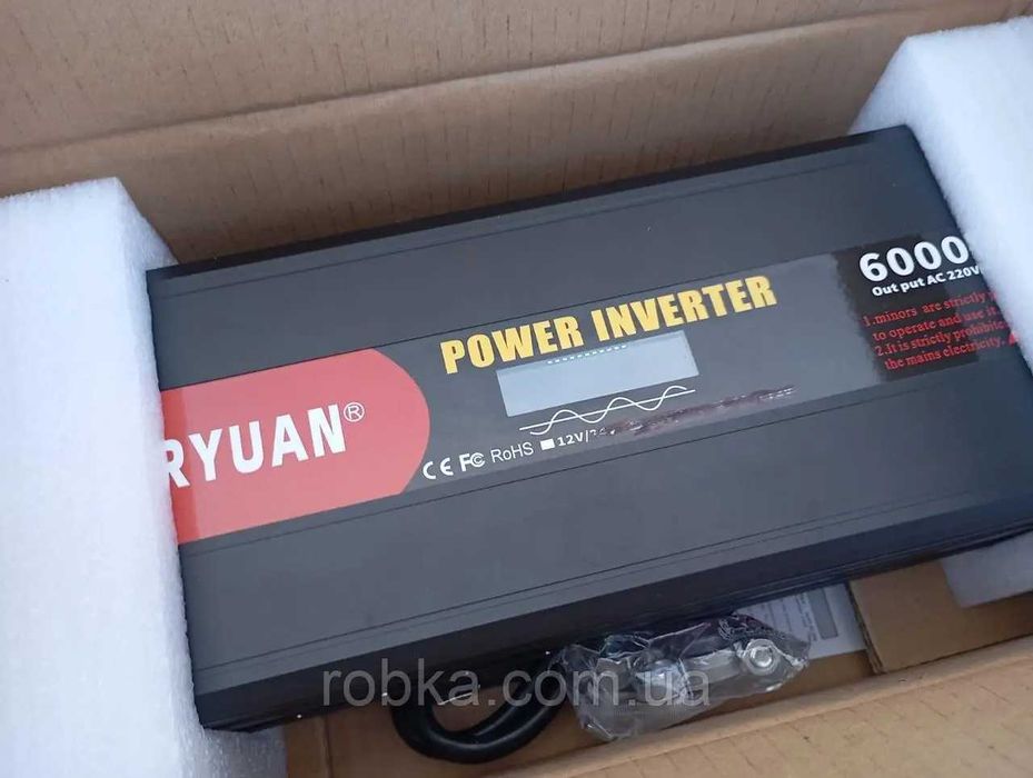 Інвертор-преобразувач напруги 12V → 220V 3000W / 6000W чистий синус.