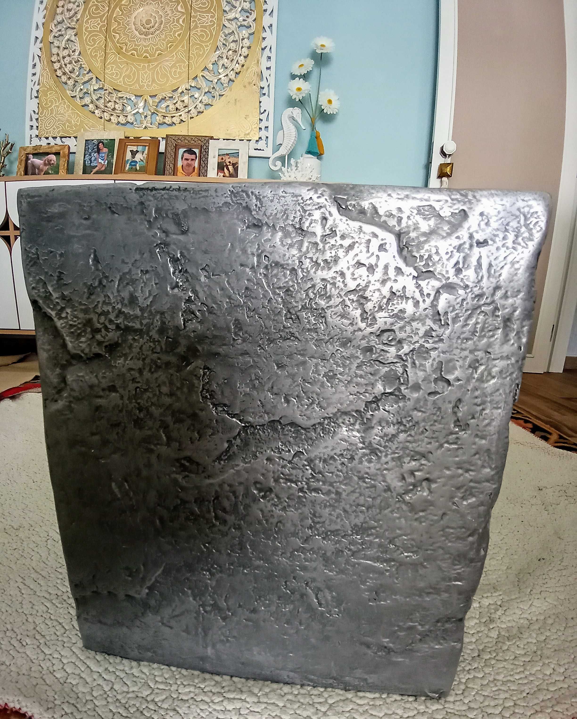 Cubo banqueta/mesa apoio 44x37cm,imitação pedra.Resistente.LER TUDO!