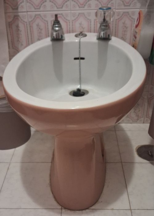 Bidé casa banho rosa