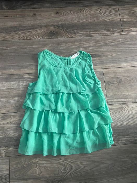 H&M rozmiar 164, śliczna zielona miętowa bluzeczka, falbanki