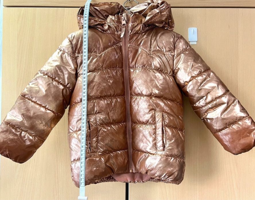 Złota kurtka ocieplana/zimowa, H&M 98/104