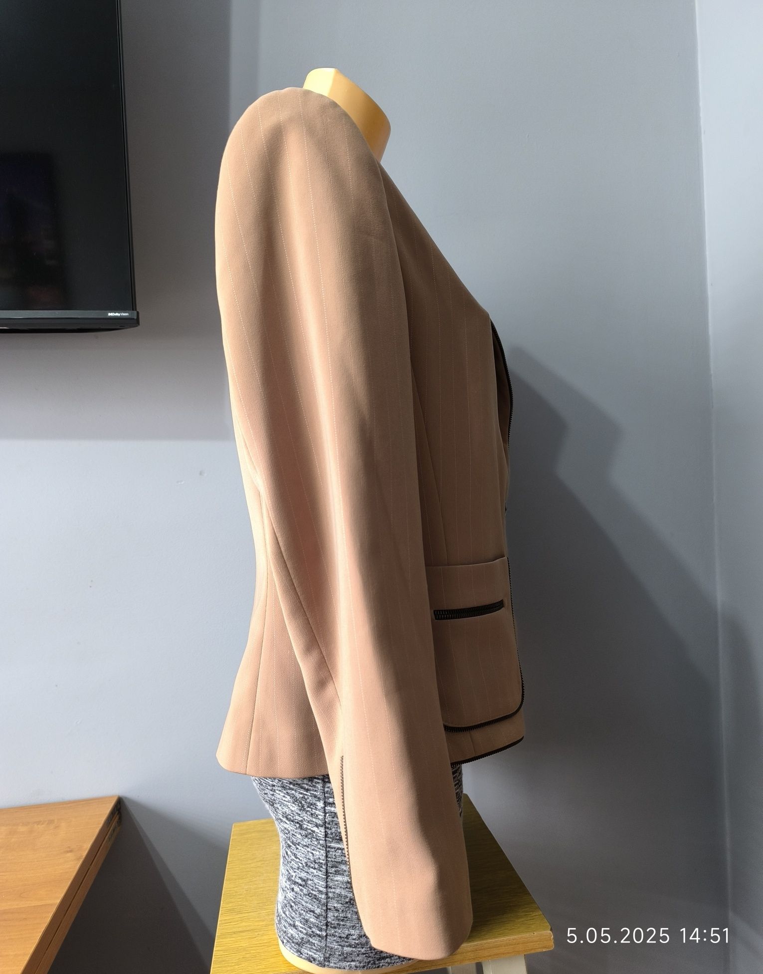 Marynarka 12 L 14 xl żakiet blezer camel krótki elegancki codzienny
