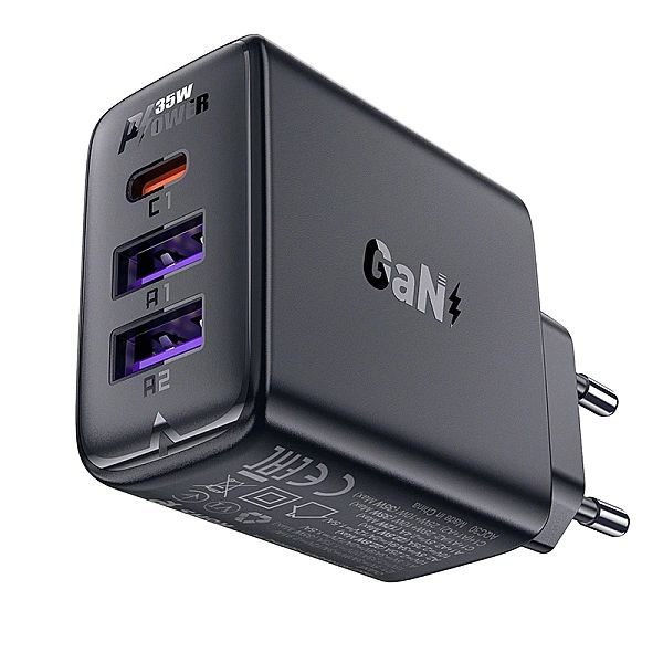 Ładowarka Acefast A57 PD 35W GaN 2 x USB-A + USB-C z 3 portami - czarn