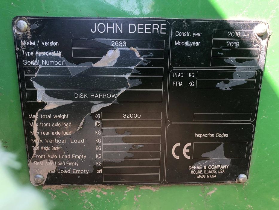 Дискова борона John Deere 2633 (8,9 метрів)